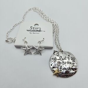 Lets Go To The Beach Necklace Starfish Earring Set New